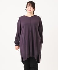 OLEBA27089 eur3(エウルキューブ) 【大きいサイズ/洗える】Vネックニットチュニック パープル(63)