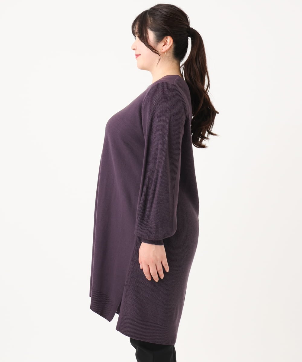 OLEBA27089 eur3(エウルキューブ) 【大きいサイズ/洗える】Vネックニットチュニック パープル(63)