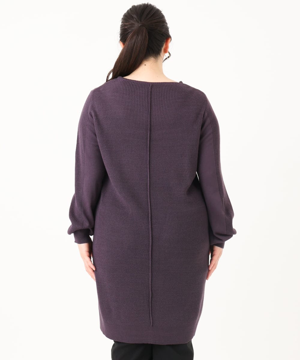 OLEBA27089 eur3(エウルキューブ) 【大きいサイズ/洗える】Vネックニットチュニック パープル(63)