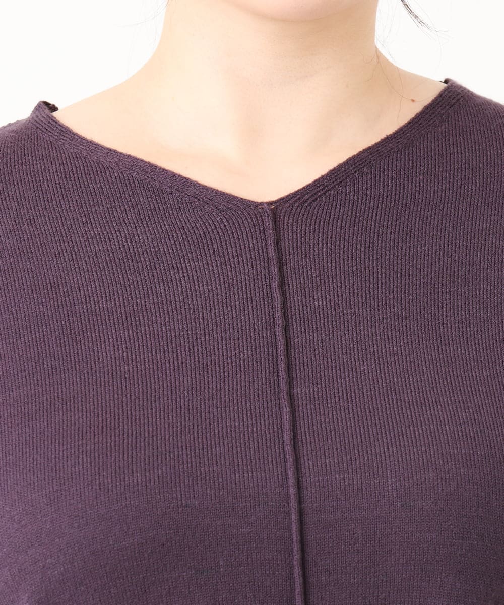 OLEBA27089 eur3(エウルキューブ) 【大きいサイズ/洗える】Vネックニットチュニック パープル(63)