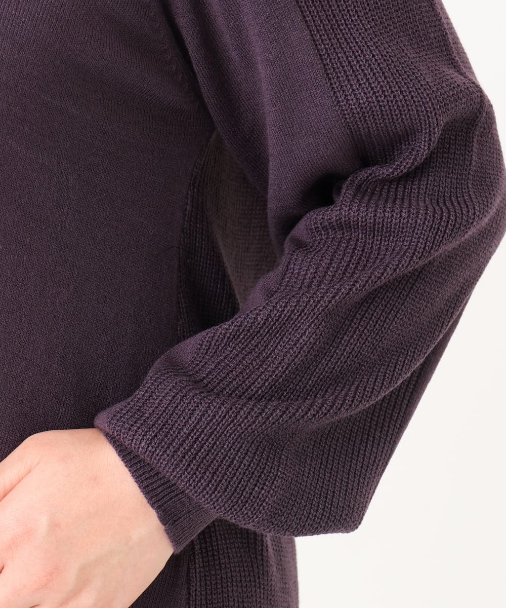 OLEBA27089 eur3(エウルキューブ) 【大きいサイズ/洗える】Vネックニットチュニック パープル(63)