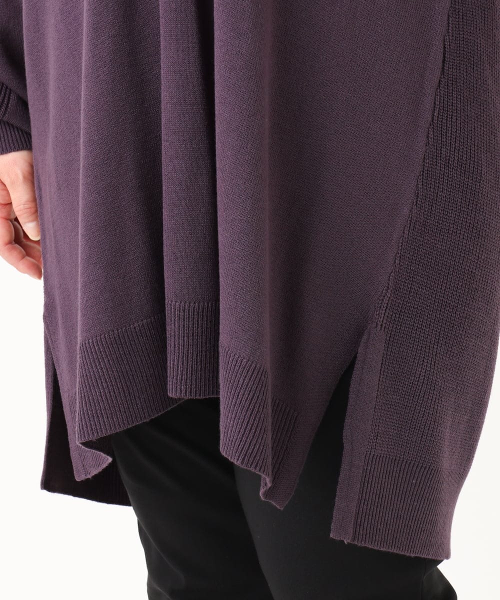 OLEBA27089 eur3(エウルキューブ) 【大きいサイズ/洗える】Vネックニットチュニック パープル(63)