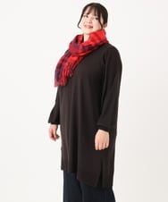 OLEBA27089 eur3(エウルキューブ) 【大きいサイズ/洗える】Vネックニットチュニック ダークグレー(93)