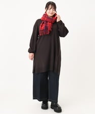 OLEBA27089 eur3(エウルキューブ) 【大きいサイズ/洗える】Vネックニットチュニック ダークグレー(93)