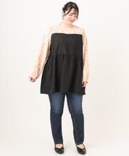 OLEBA33099 eur3(エウルキューブ) 【大きいサイズ】ビスチェドッキング風チュニック ライトピンク(01)