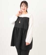OLEBA33099 eur3(エウルキューブ) 【大きいサイズ】ビスチェドッキング風チュニック ホワイト(90)