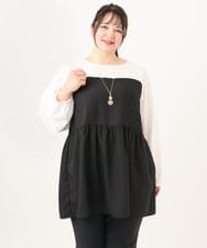 OLEBA33099 eur3(エウルキューブ) 【大きいサイズ】ビスチェドッキング風チュニック ホワイト(90)
