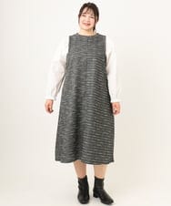 OLEBA34109 eur3(エウルキューブ) 【大きいサイズ】ツイードワンピース ブラック(94)