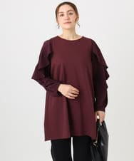 OLEBD15099 eur3(エウルキューブ) 【WEB先行販売】【大きいサイズ】ラッフルスリーブチュニック ワイン(77)