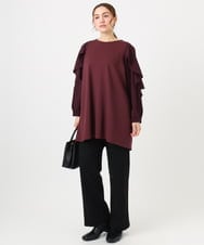 OLEBD15099 eur3(エウルキューブ) 【WEB先行販売】【大きいサイズ】ラッフルスリーブチュニック ワイン(77)