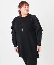 OLEBD15099 eur3(エウルキューブ) 【WEB先行販売】【大きいサイズ】ラッフルスリーブチュニック ブラック(94)