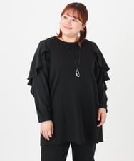 OLEBD15099 eur3(エウルキューブ) 【WEB先行販売】【大きいサイズ】ラッフルスリーブチュニック ブラック(94)