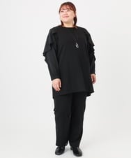 OLEBD15099 eur3(エウルキューブ) 【WEB先行販売】【大きいサイズ】ラッフルスリーブチュニック ブラック(94)