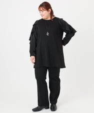 OLEBD15099 eur3(エウルキューブ) 【WEB先行販売】【大きいサイズ】ラッフルスリーブチュニック ブラック(94)