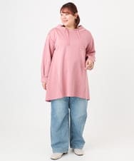 OLEBD16099 eur3(エウルキューブ) 【WEB先行販売】【大きいサイズ】ダンボールフーディー風チュニック ピンク(03)