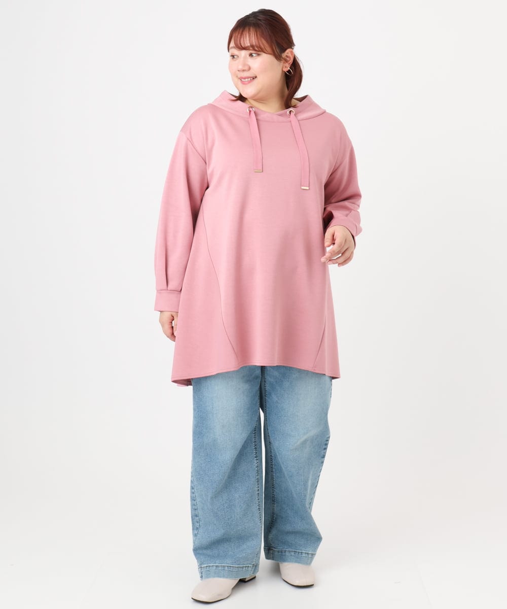 OLEBD16099 eur3(エウルキューブ) 【WEB先行販売】【大きいサイズ】ダンボールフーディー風チュニック ピンク(03)