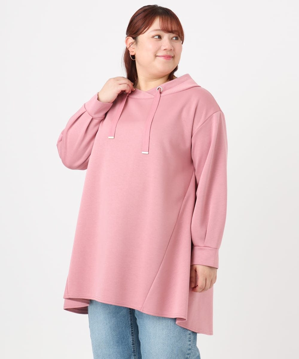 OLEBD16099 eur3(エウルキューブ) 【WEB先行販売】【大きいサイズ】ダンボールフーディー風チュニック ピンク(03)