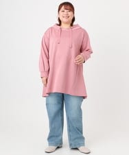 OLEBD16099 eur3(エウルキューブ) 【WEB先行販売】【大きいサイズ】ダンボールフーディー風チュニック ピンク(03)