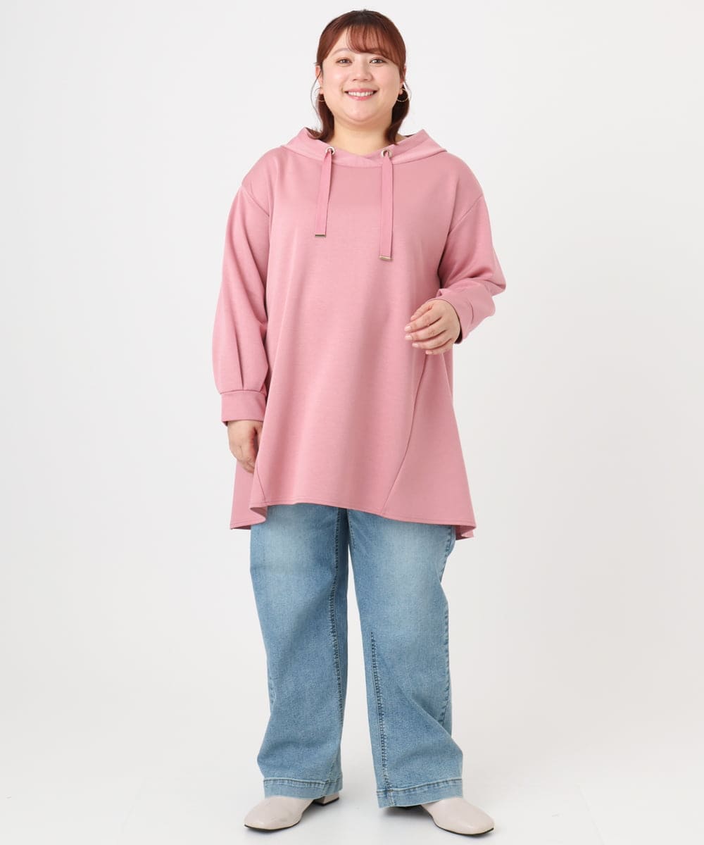 OLEBD16099 eur3(エウルキューブ) 【WEB先行販売】【大きいサイズ】ダンボールフーディー風チュニック ピンク(03)