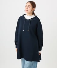 OLEBD16099 eur3(エウルキューブ) 【WEB先行販売】【大きいサイズ】ダンボールフーディー風チュニック ネイビー(57)