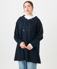 OLEBD16099 eur3(エウルキューブ) 【WEB先行販売】【大きいサイズ】ダンボールフーディー風チュニック ネイビー(57)