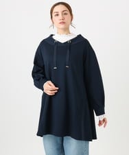 OLEBD16099 eur3(エウルキューブ) 【WEB先行販売】【大きいサイズ】ダンボールフーディー風チュニック ネイビー(57)