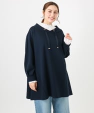 OLEBD16099 eur3(エウルキューブ) 【WEB先行販売】【大きいサイズ】ダンボールフーディー風チュニック ネイビー(57)