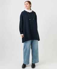 OLEBD16099 eur3(エウルキューブ) 【WEB先行販売】【大きいサイズ】ダンボールフーディー風チュニック ネイビー(57)