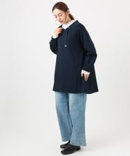 OLEBD16099 eur3(エウルキューブ) 【WEB先行販売】【大きいサイズ】ダンボールフーディー風チュニック ネイビー(57)