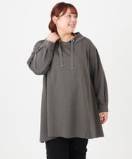 OLEBD16099 eur3(エウルキューブ) 【WEB先行販売】【大きいサイズ】ダンボールフーディー風チュニック ダークグレー(93)