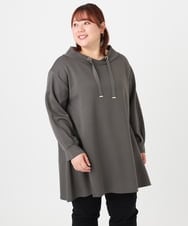 OLEBD16099 eur3(エウルキューブ) 【WEB先行販売】【大きいサイズ】ダンボールフーディー風チュニック ダークグレー(93)