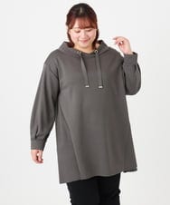 OLEBD16099 eur3(エウルキューブ) 【WEB先行販売】【大きいサイズ】ダンボールフーディー風チュニック ダークグレー(93)