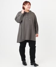 OLEBD16099 eur3(エウルキューブ) 【WEB先行販売】【大きいサイズ】ダンボールフーディー風チュニック ダークグレー(93)