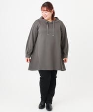 OLEBD16099 eur3(エウルキューブ) 【WEB先行販売】【大きいサイズ】ダンボールフーディー風チュニック ダークグレー(93)
