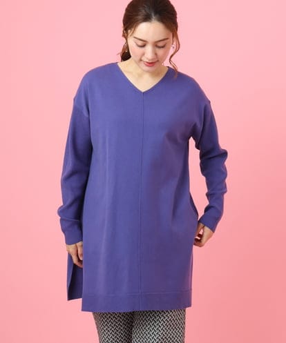 OLEBD17089 eur3 【WEB先行販売】【大きいサイズ】Vネックニットチュニック