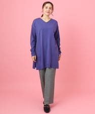 OLEBD17089 eur3(エウルキューブ) 【WEB先行販売】【大きいサイズ】Vネックニットチュニック ブルー(55)