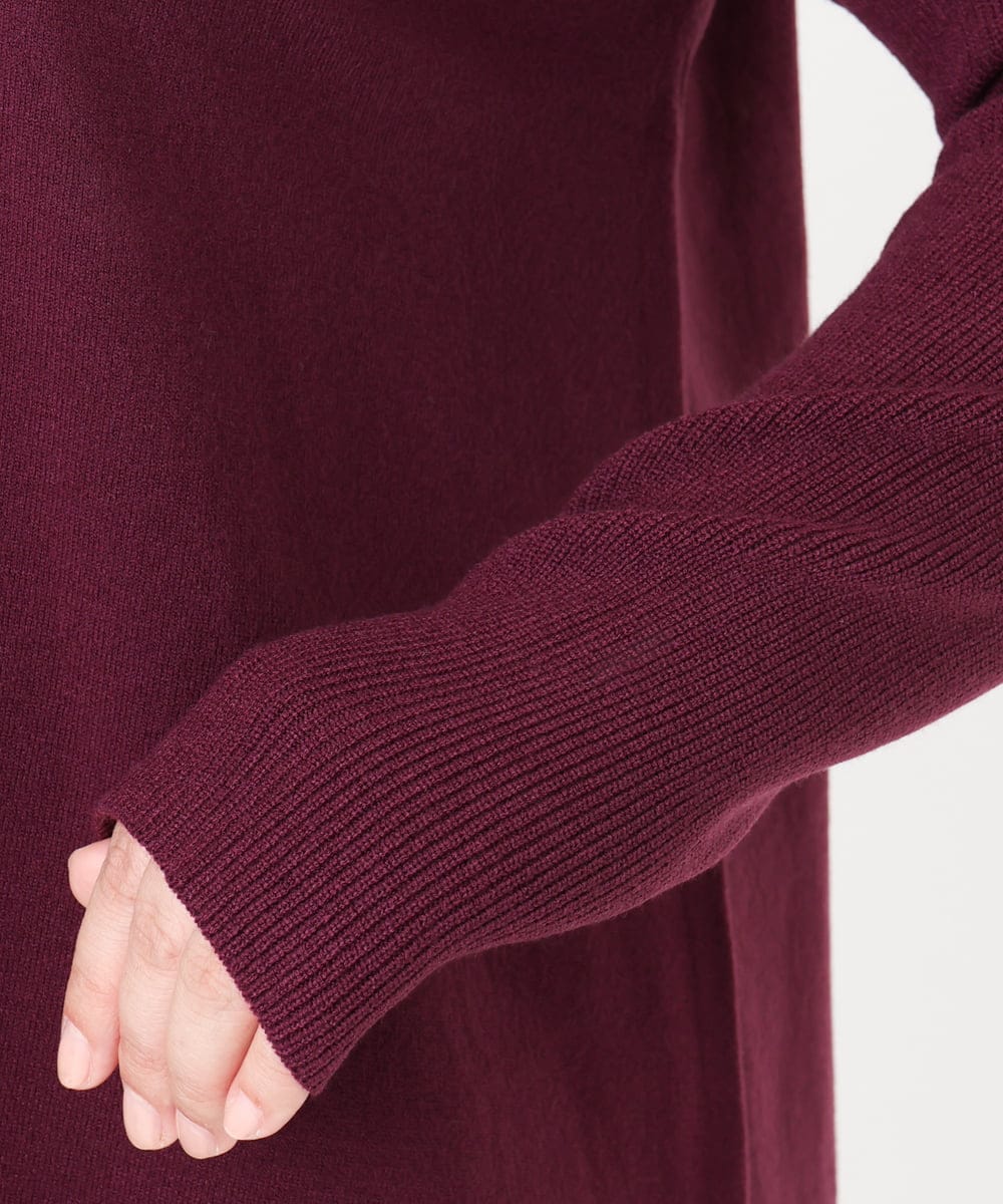 OLEBD17089 eur3(エウルキューブ) 【WEB先行販売】【大きいサイズ】Vネックニットチュニック ワイン(77)