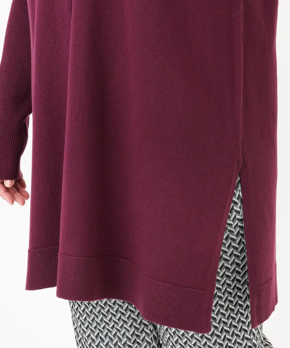 OLEBD17089 eur3(エウルキューブ) 【WEB先行販売】【大きいサイズ】Vネックニットチュニック ワイン(77)