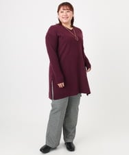 OLEBD17089 eur3(エウルキューブ) 【WEB先行販売】【大きいサイズ】Vネックニットチュニック ワイン(77)