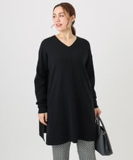 OLEBD17089 eur3(エウルキューブ) 【WEB先行販売】【大きいサイズ】Vネックニットチュニック ブラック(94)