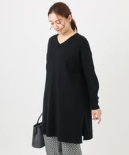 OLEBD17089 eur3(エウルキューブ) 【WEB先行販売】【大きいサイズ】Vネックニットチュニック ブラック(94)
