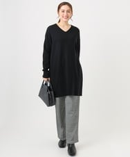OLEBD17089 eur3(エウルキューブ) 【WEB先行販売】【大きいサイズ】Vネックニットチュニック ブラック(94)
