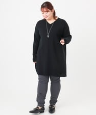 OLEBD17089 eur3(エウルキューブ) 【WEB先行販売】【大きいサイズ】Vネックニットチュニック ブラック(94)