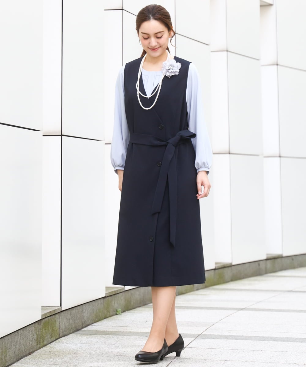 OLEBD20179 eur3(エウルキューブ) 【WEB先行販売】【大きいサイズ】Wクロス2WAYワンピース ネイビー(57)