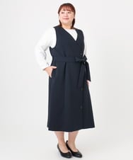 OLEBD20179 eur3(エウルキューブ) 【WEB先行販売】【大きいサイズ】Wクロス2WAYワンピース ネイビー(57)