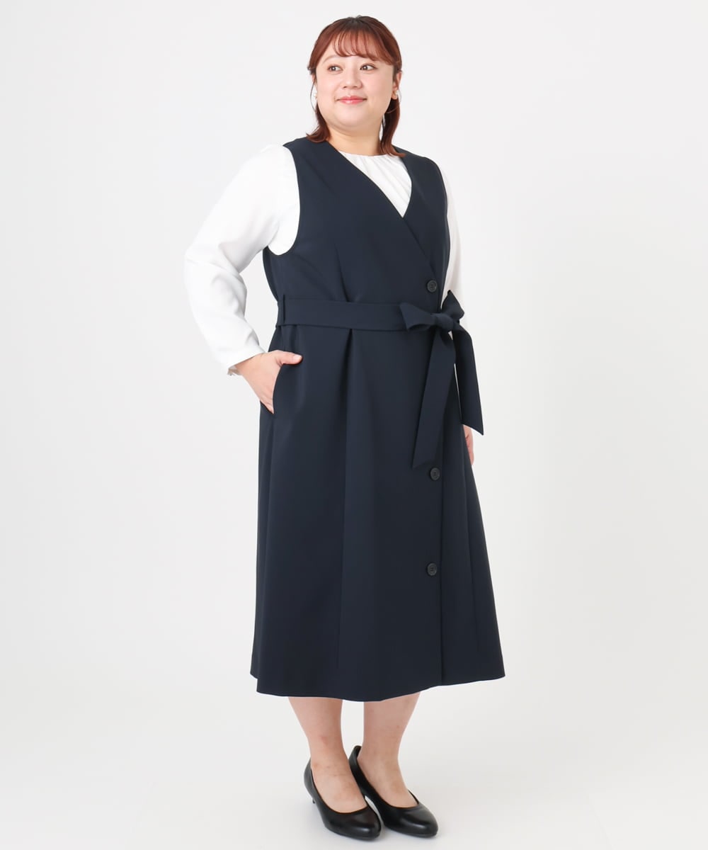 OLEBD20179 eur3(エウルキューブ) 【WEB先行販売】【大きいサイズ】Wクロス2WAYワンピース ネイビー(57)