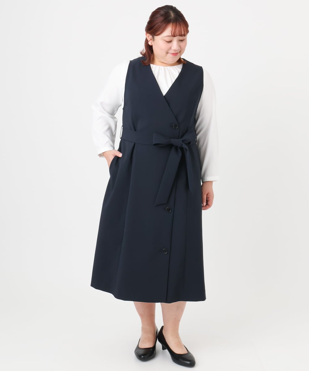 OLEBD20179 eur3(エウルキューブ) 【WEB先行販売】【大きいサイズ】Wクロス2WAYワンピース ネイビー(57)