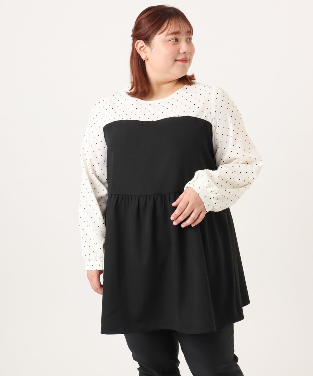 OLEBD23089 eur3(エウルキューブ) 【大きいサイズ】ビスチェ風ドッキングトップス ホワイト(90)