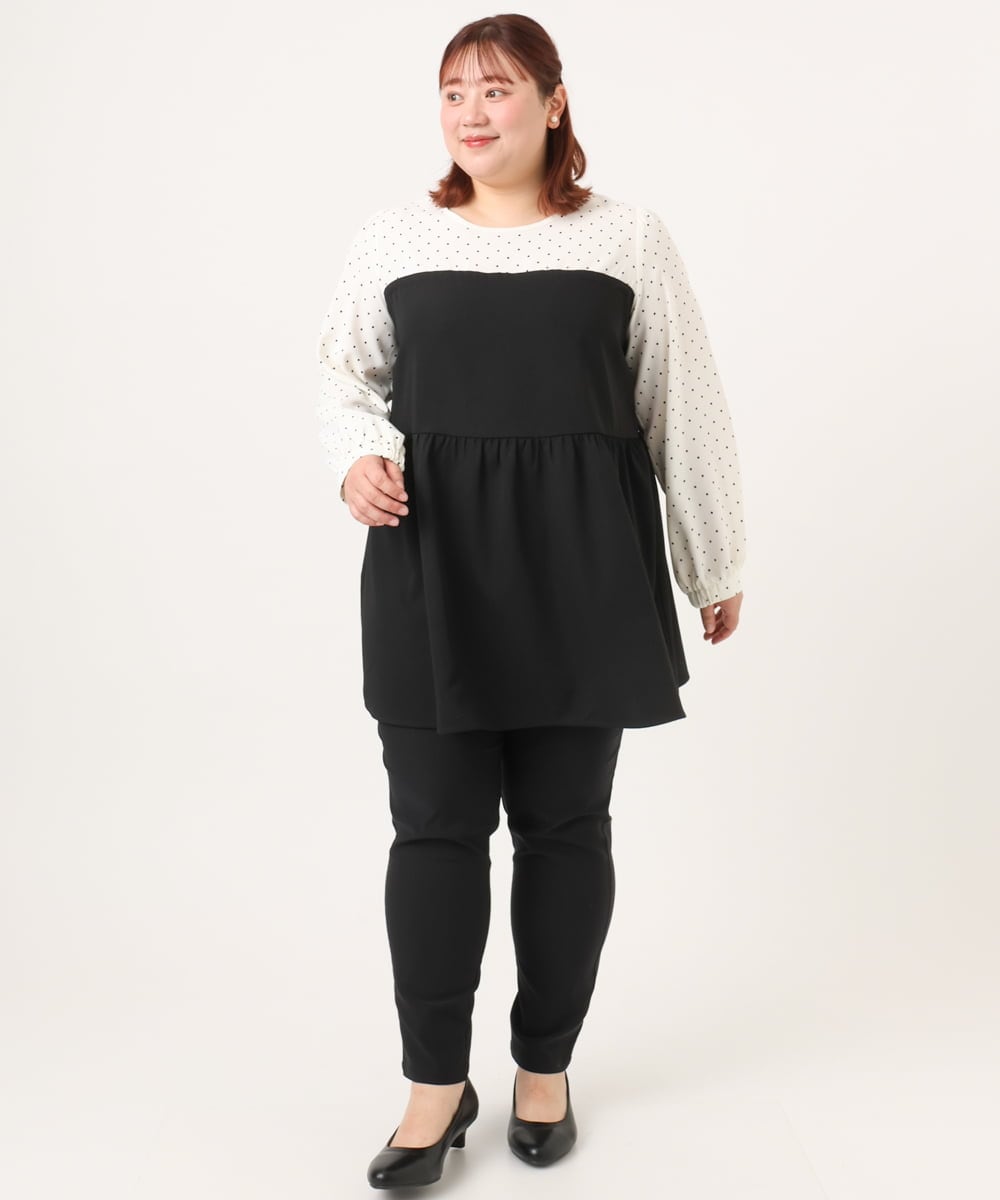 OLEBD23089 eur3(エウルキューブ) 【大きいサイズ】ビスチェ風ドッキングトップス ホワイト(90)