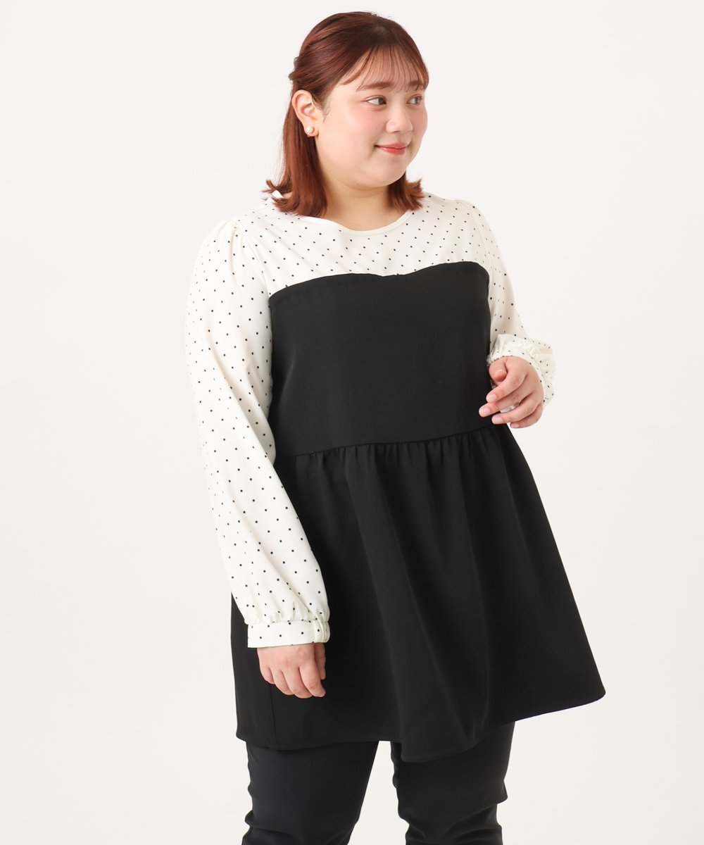 OLEBD23089 eur3(エウルキューブ) 【大きいサイズ】ビスチェ風ドッキングトップス ホワイト(90)